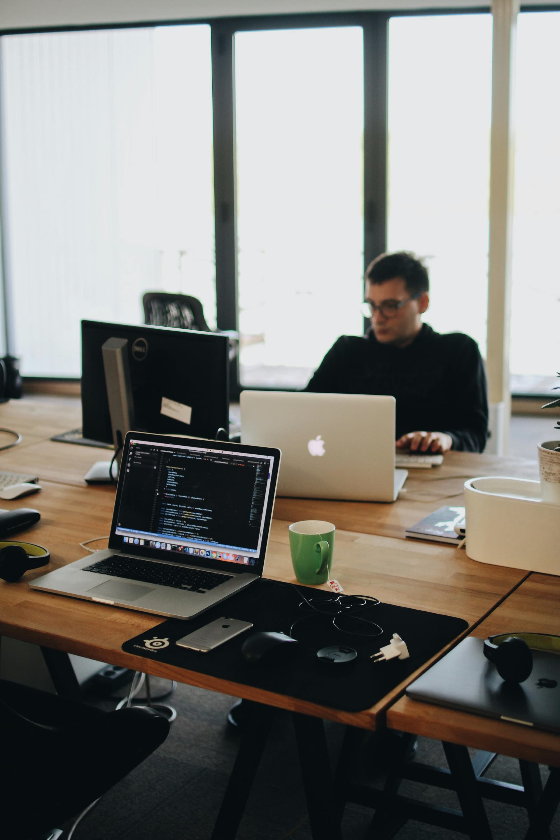 Modern workspace with laptops